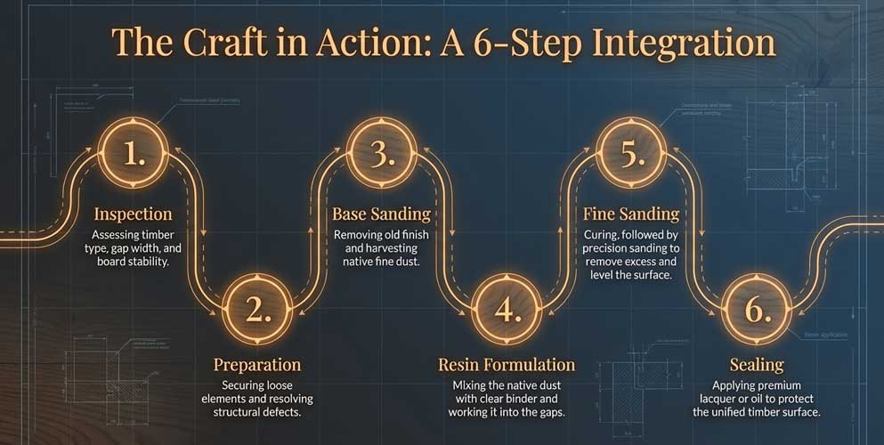 professional resin gap filling process for wooden floors in London homes