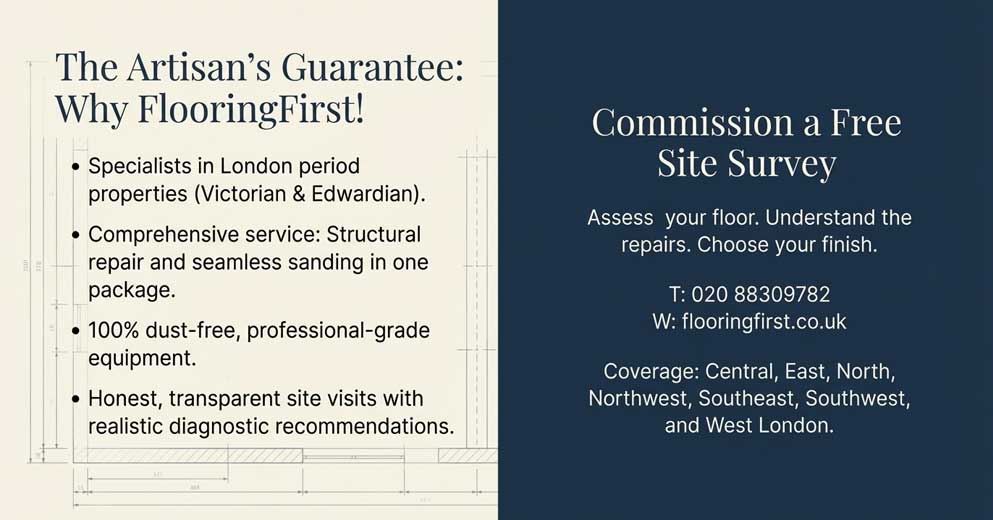 FlooringFirst floorboards sanding service in London with professional restoration