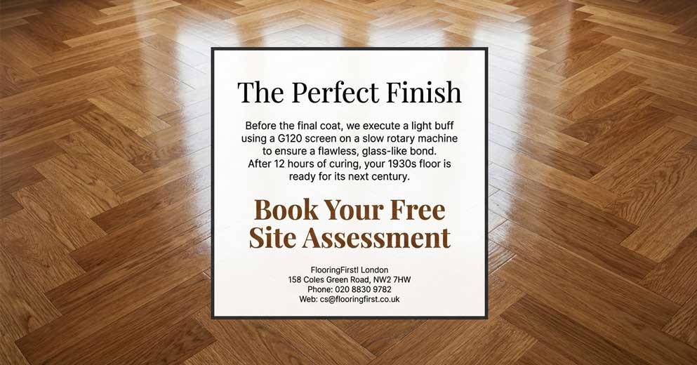 perfect finish on restored parquet flooring with smooth protected surface