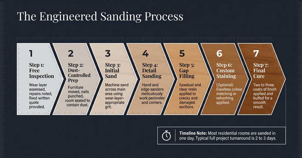 Our Engineered Floor Sanding Process Explained engineered wood floor sanding process with careful sanding and refinishing London