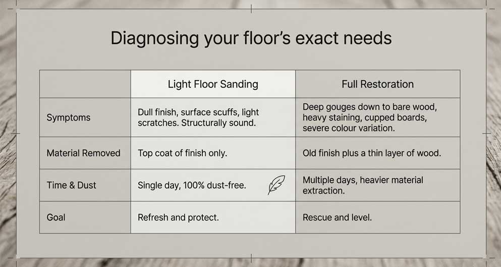 When Is Light Floor Sanding the Right Choice? when light floor sanding is suitable for minor scratches and worn finishes