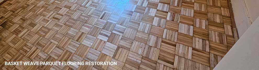 basket wave parquet floor restoration in Cricklewood NW2