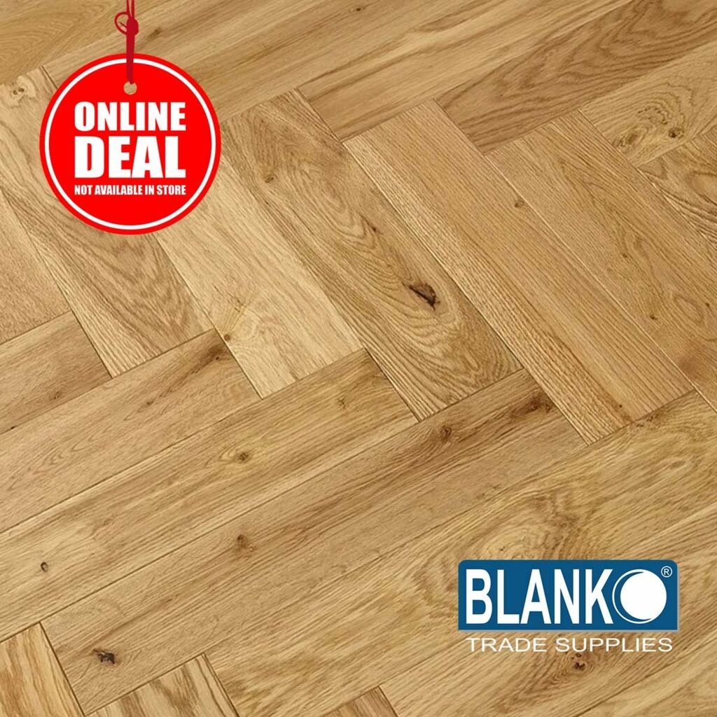 Blanko Budget Chill Hibiscus Engineered Oak Flooring, Herringbone, Natural Brushed & Lacquered, 90x15x400mm