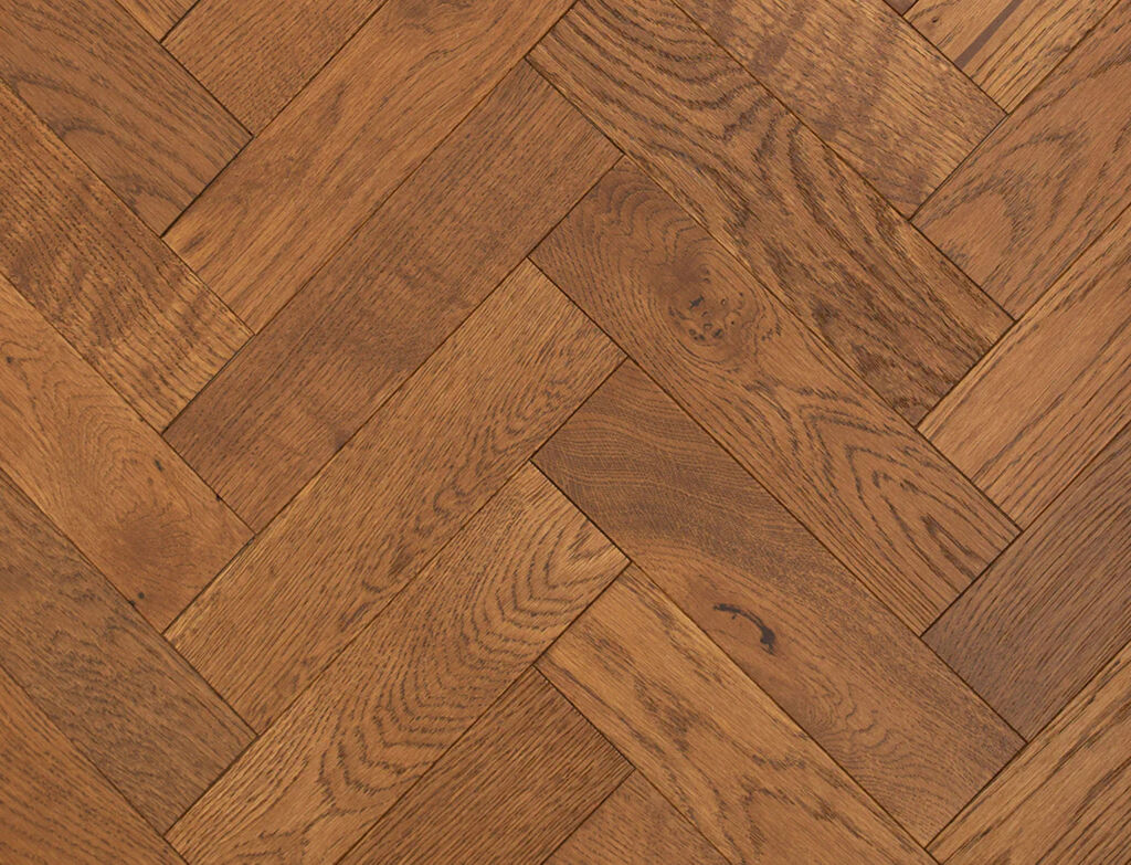 Forde Engineered Oak Flooring, Herringbone, Rustic, Golden Brushed & Oiled, 80x10x300mm Thumb