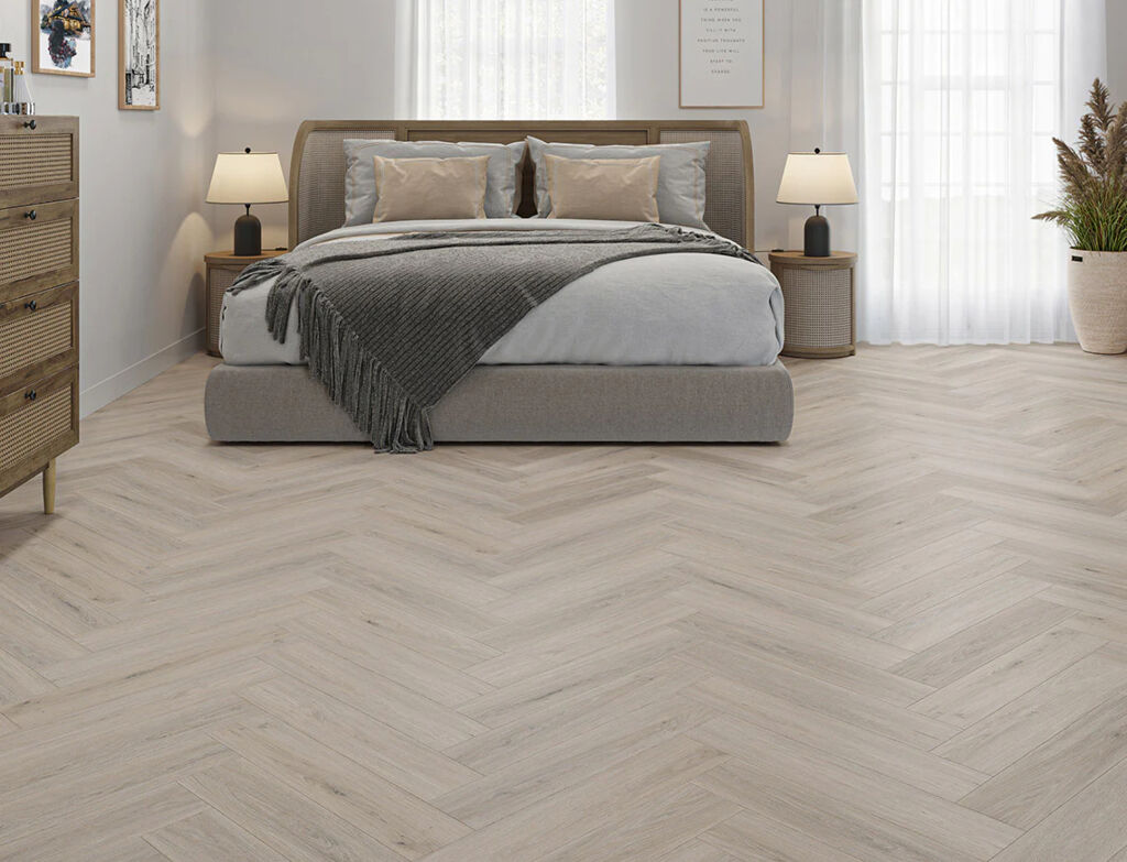 Sauvo Oak SPC Vinyl Flooring, Herringbone, 128x5x615mm