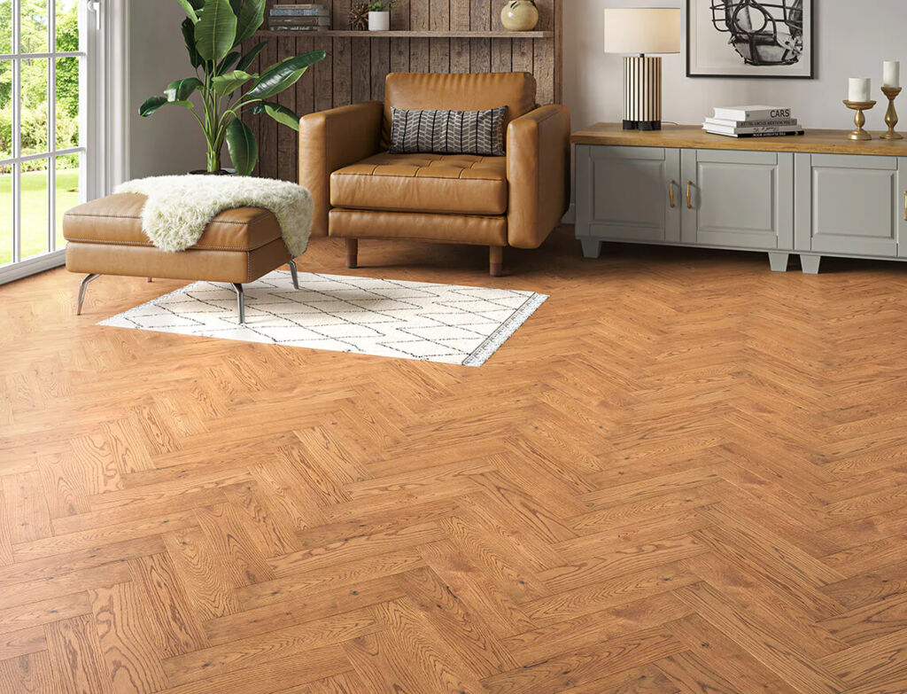 Rognan Engineered Oak Flooring, Herringbone, Rustic, Oiled, 80x20x350mm