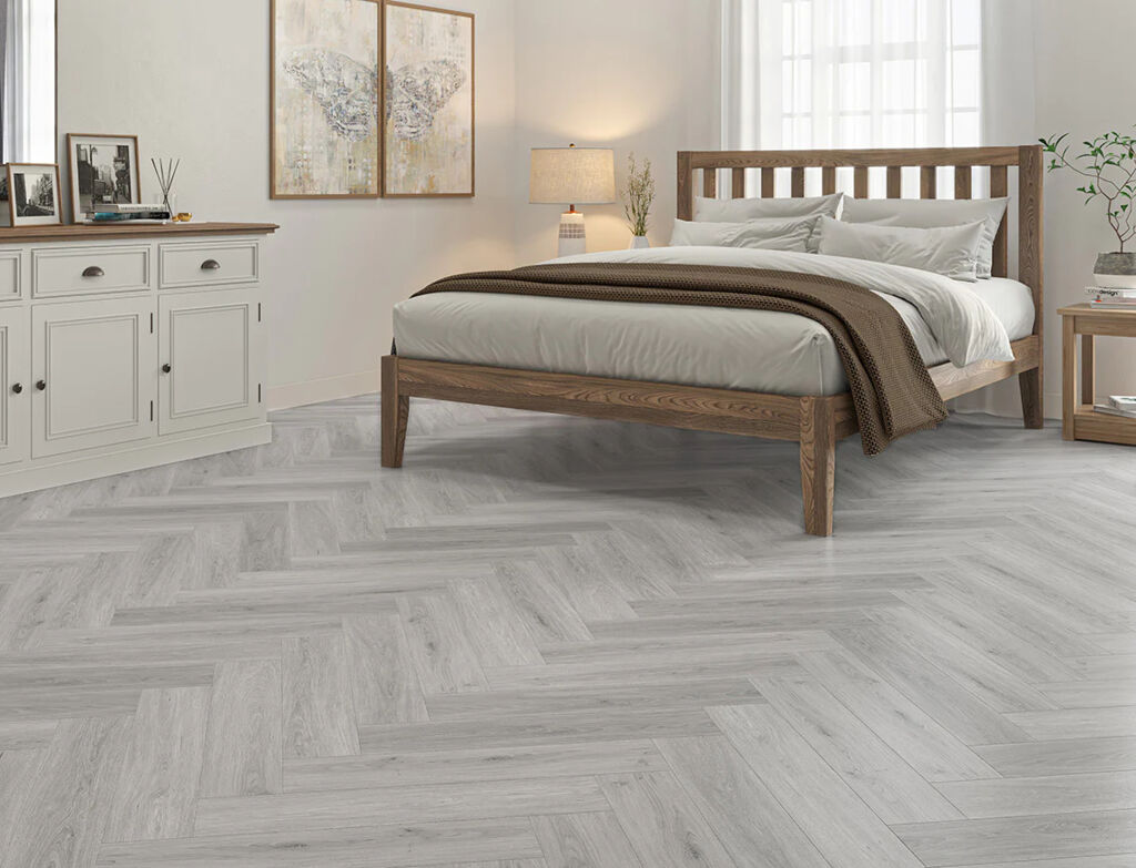 Haunia Oak SPC Vinyl Flooring, Herringbone, 128x6.5x615mm