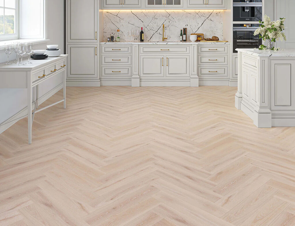 Kaura Oak SPC Vinyl Flooring, Herringbone, 127x8x635mm