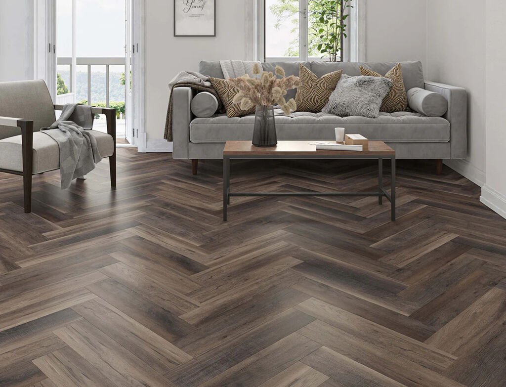 Nurmes Oak SPC Vinyl Flooring, Herringbone, 128x6.5x615mm