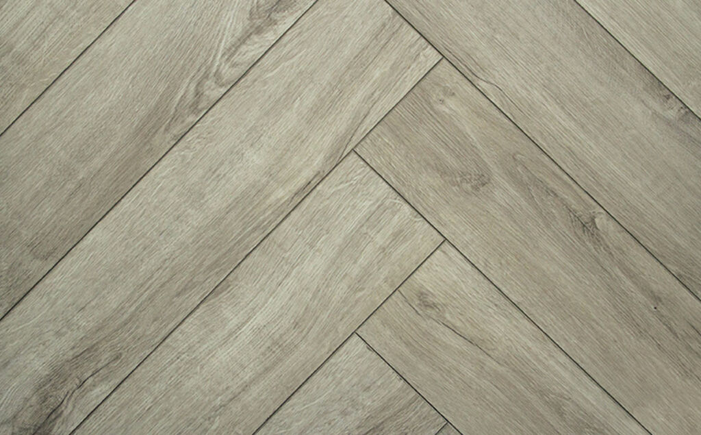 FirmFit Original Herringbone Rustic Light Grey Luxury Vinyl Flooring, 123x5x615mm