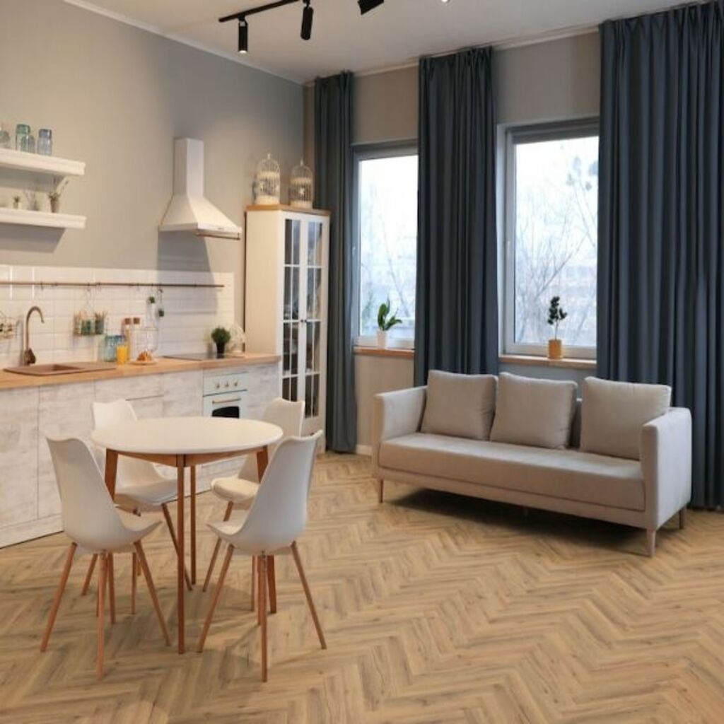 Evergreen Aqua Deluxe Farm House Herringbone Vinyl Flooring, 122x5x610mm