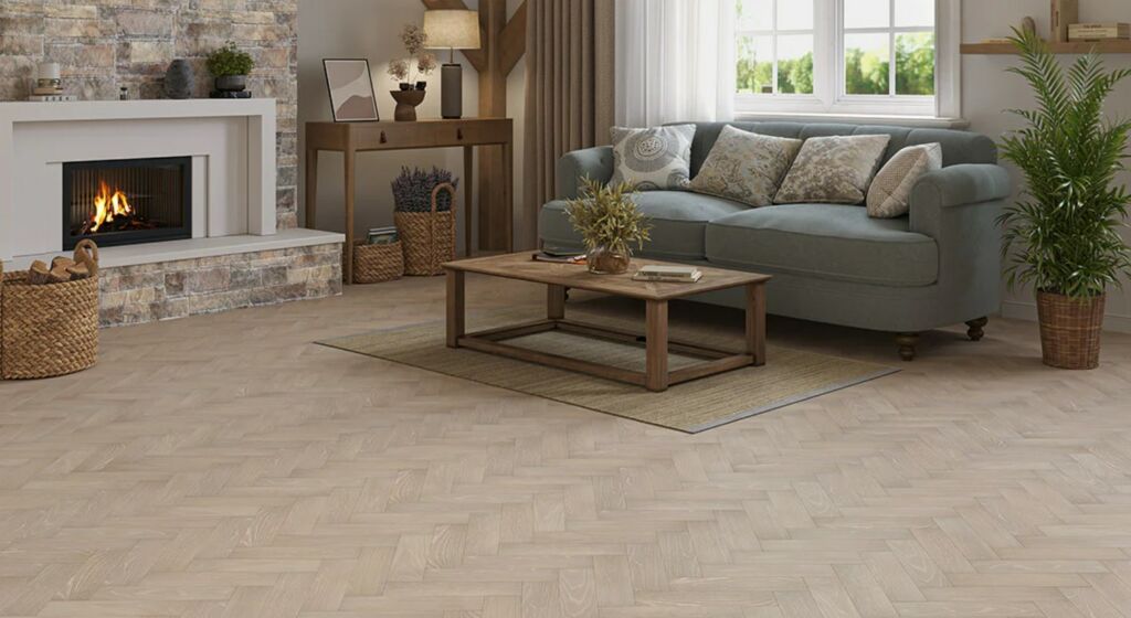Nuuk Engineered Oak Flooring, Herringbone, Rustic, Brushed & Lacquered, 80x10x300mm