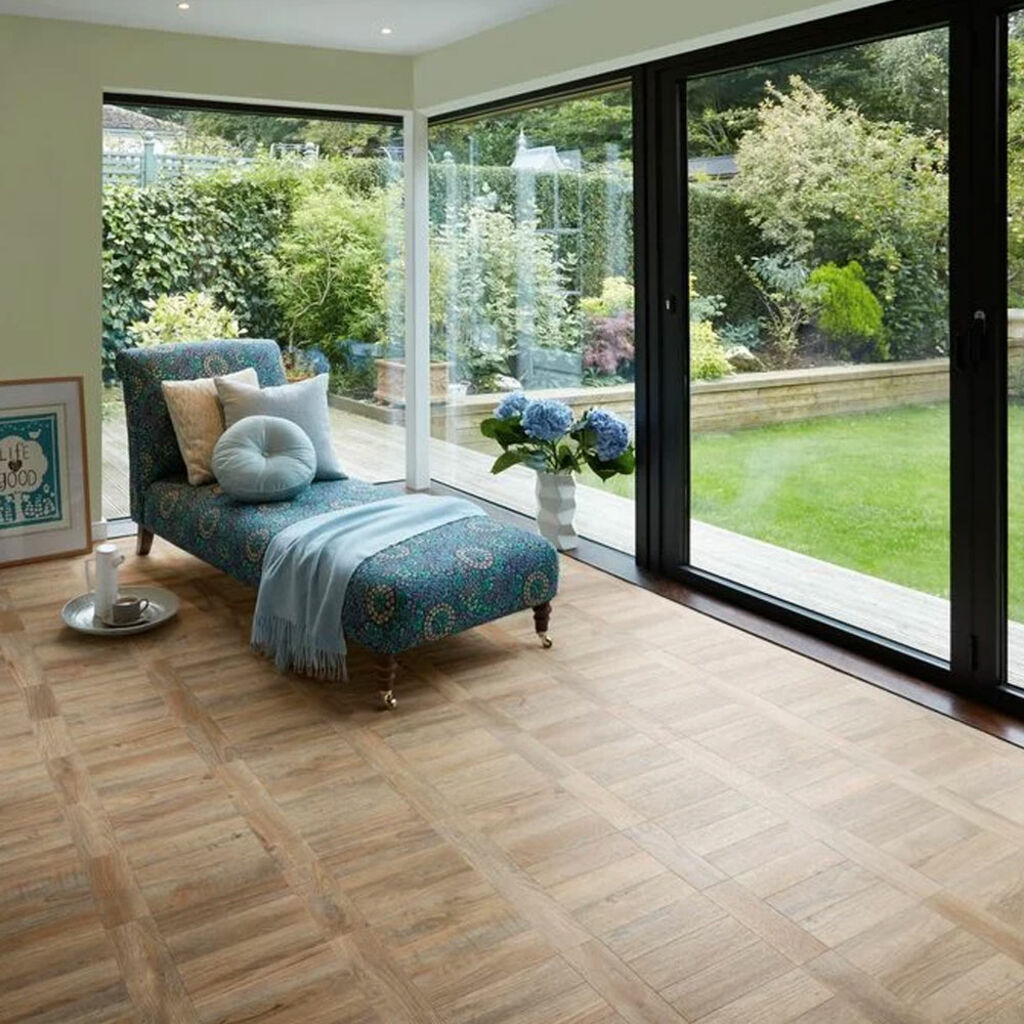 Polyflor Camaro Cambridge Parquet Wood Plank Versatile Vinyl Flooring, 76.2x228.6mm Thumb