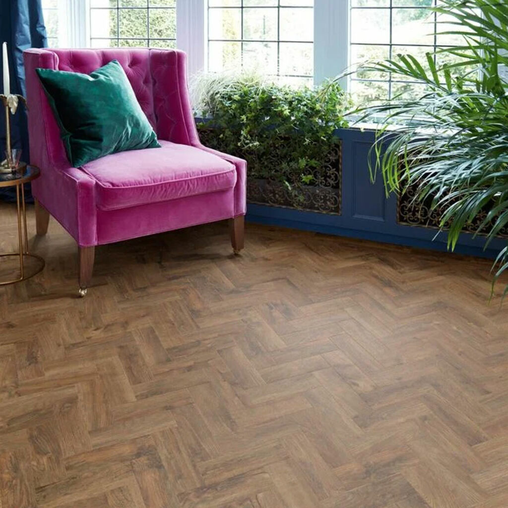 Polyflor Camaro Georgian Parquet Wood Plank Versatile Vinyl Flooring, 76.2x228.6mm Thumb