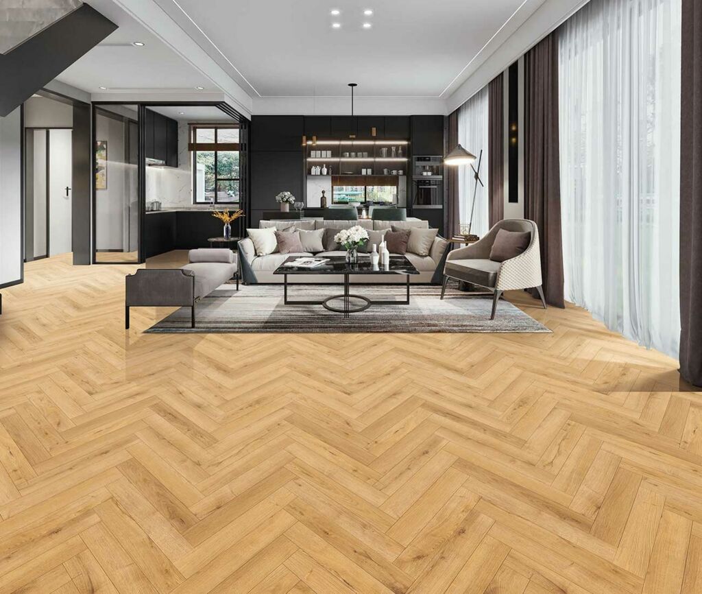 Tradition BML Natural Oak Laminate Flooring, Herringbone, 101x12x606mm
