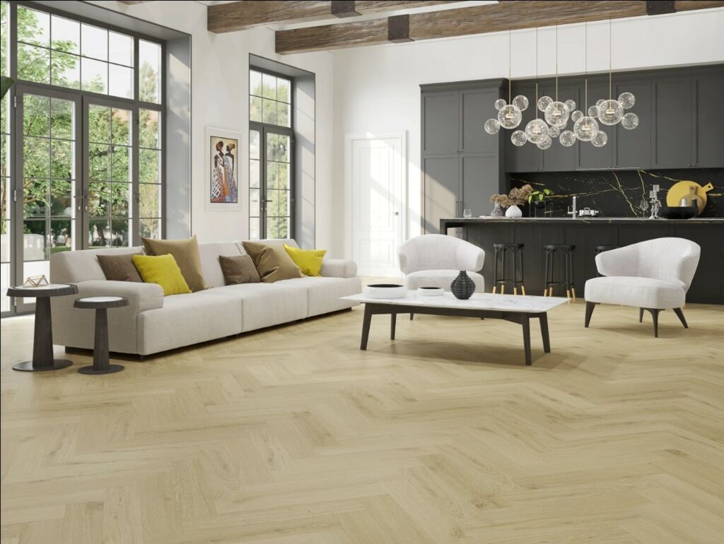 Tradition BML Nordic White Herringbone SPC Vinyl Flooring, 126x6.5x630mm