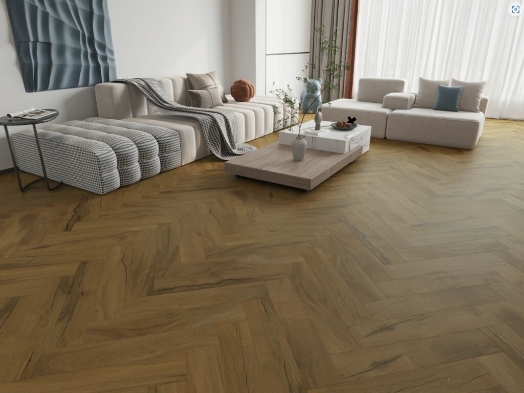 Tradition BML Vintage Walnut Herringbone SPC Vinyl Flooring, 126x6.5x630mm