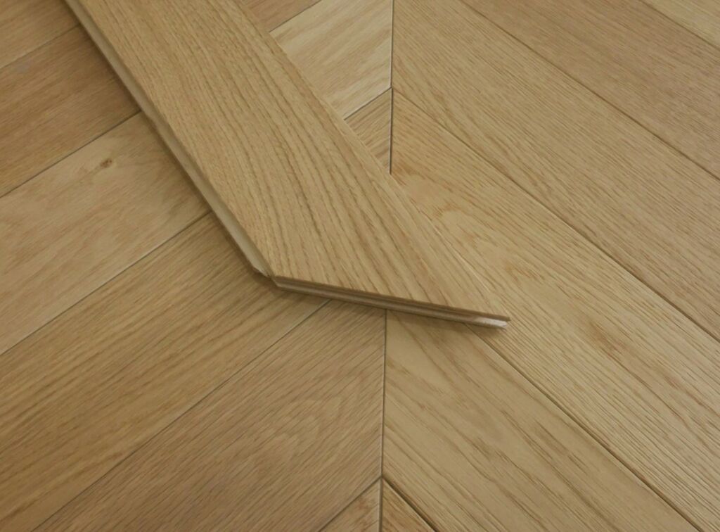 Tradition Chevron Engineered Oak Flooring, Prime, Brushed & Matt Lacquered, 90x14x510mm