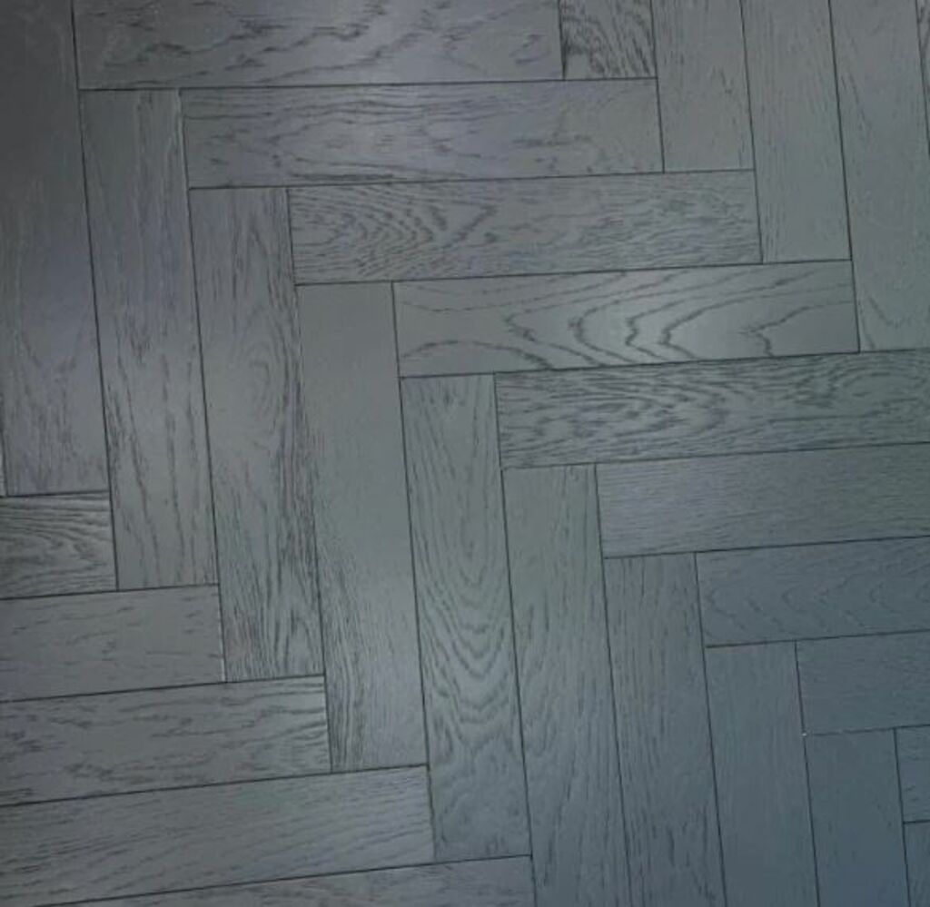 Tradition Engineered Oak Parquet Flooring, Herringbone, Galaxy Black, Brushed, Matt Lacquered, 90x10x450mm