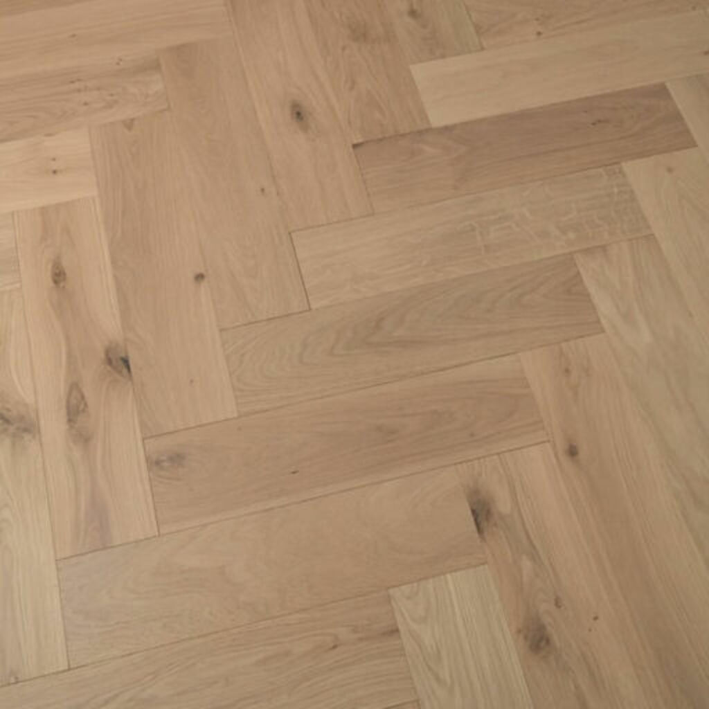 Tradition Engineered Oak Parquet Flooring, Herringbone, Natural, Invisible Finish, 150x14x600mm Thumb