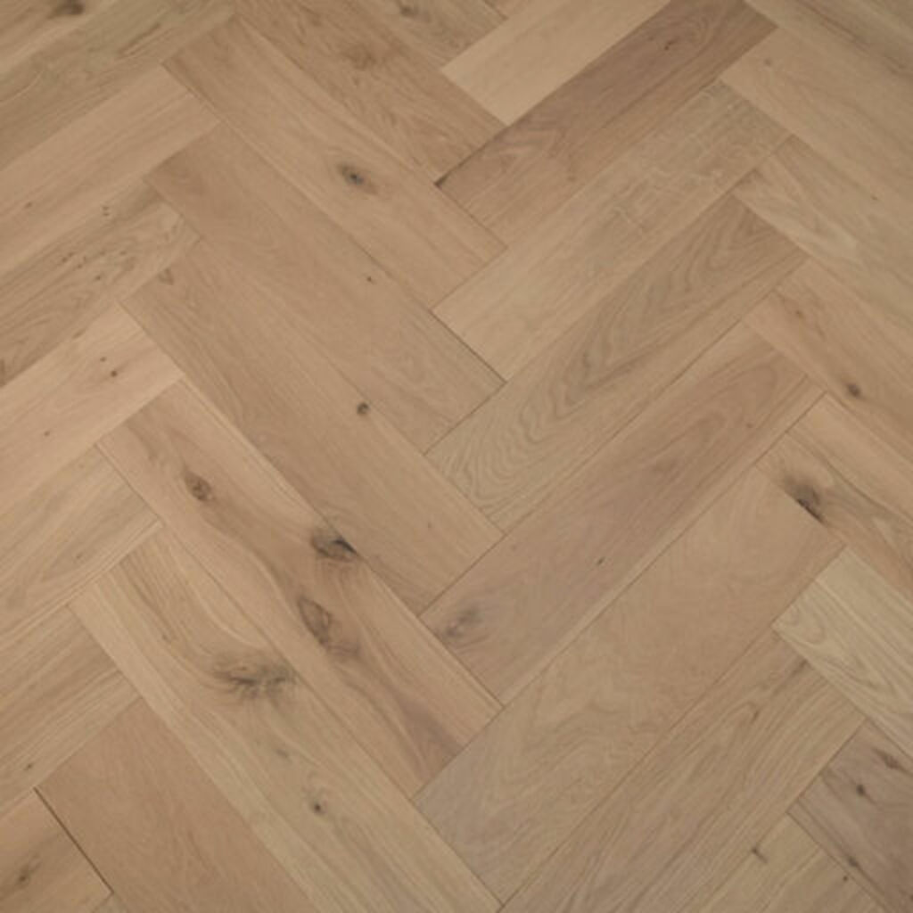 Tradition Engineered Oak Parquet Flooring, Herringbone, Natural, Invisible Finish, 150x14x600mm Thumb
