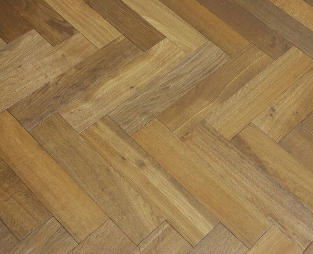 Tradition Engineered Oak Parquet Flooring, Herringbone, Smoke Oiled, 90x14x450mm