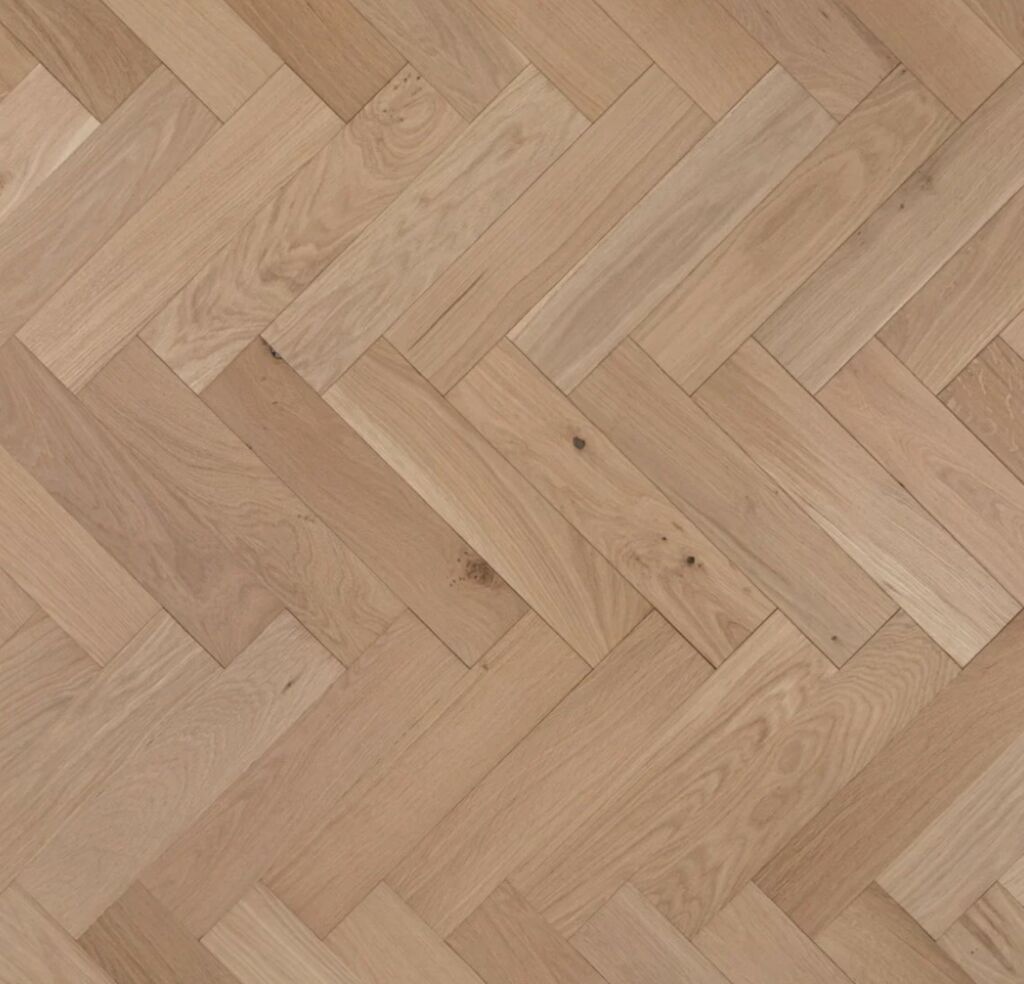 Tradition Engineered Oak Parquet Flooring, Herringbone, Unfinished, Prime, 90x14x450mm