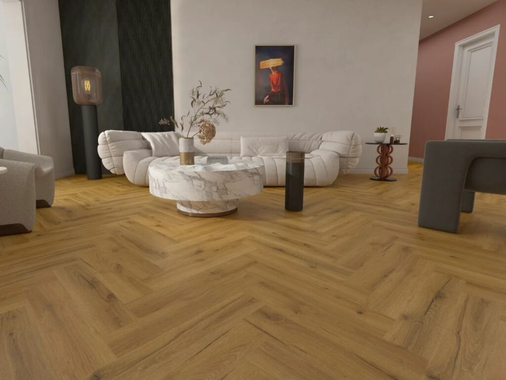 Tradition LVT Dryback Smoked Oak Glue Down Herringbone, 620x124x2.5mm