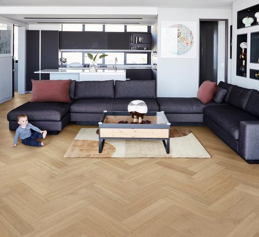Kahrs Life Authentic Herringbone Oak Ginseng Engineered Flooring, Brushed & Ultra Matt Lacquered, 121x10x593mm