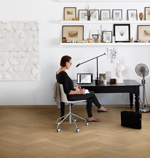 Kahrs Life Authentic Herringbone Oak Sage Engineered Flooring, Brushed & Ultra Matt Lacquered, 121x10x593mm