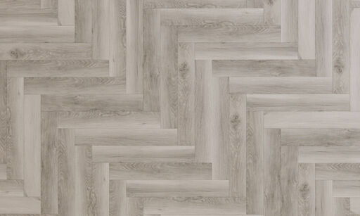 Aspen Herringbone, Light Grey Oak Laminate Flooring, 133x8x665mm