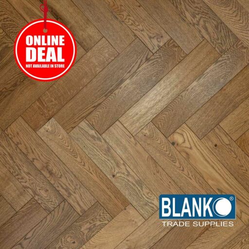 Blanko Budget Magnolia Engineered Oak Flooring, Brushed & Oiled, Herringbone, 100x18x500mm