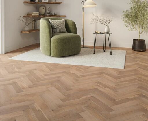 Briarthyme Herringbone Engineered Oak Flooring, Grey Smoked, Brushed, UV Oiled, 90x15x400mm