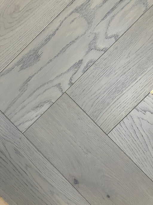 Chene Herringbone Engineered Grey Oak Flooring, Brushed, UV Oiled 600x150x14 mm