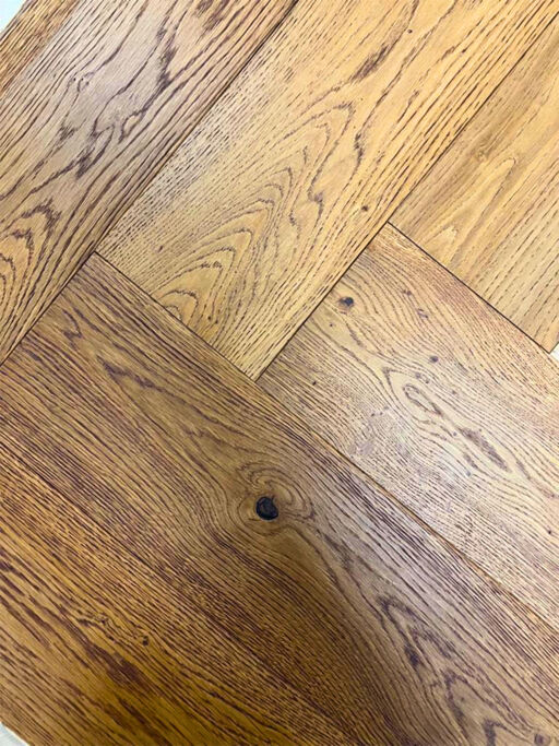 Chene Herringbone Engineered Smoked Oak Flooring, Brushed, UV Oiled, 600x150x14 mm