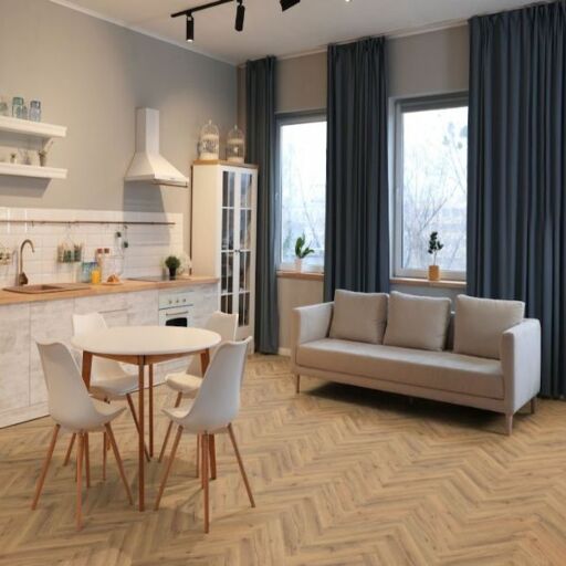 Evergreen Aqua Deluxe Farm House Herringbone Vinyl Flooring, 122x5x610mm