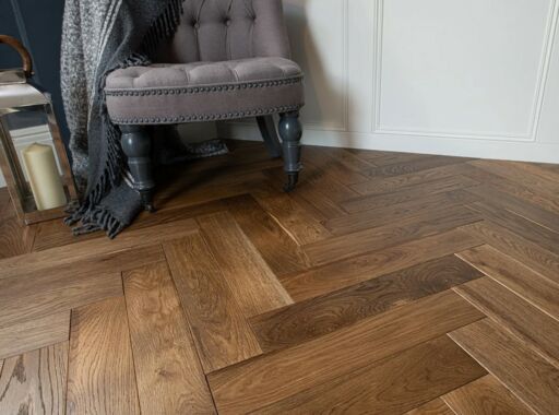 Evolve Mayfair, Engineered Oak Flooring, Herringbone, Smoked, Brushed & Lacquered, 100x18x500mm