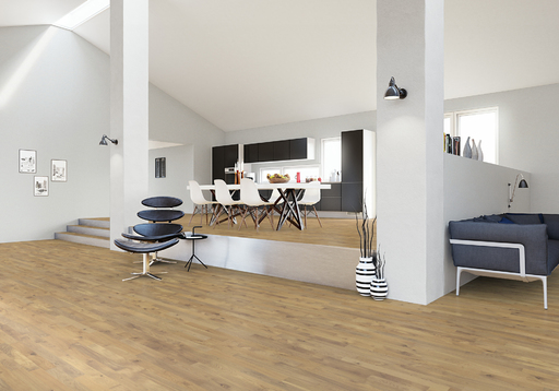 Junckers Solid Nordic Oak 2-Strip Flooring, Ultra Matt Lacquered, Variation, 129x14mm Image