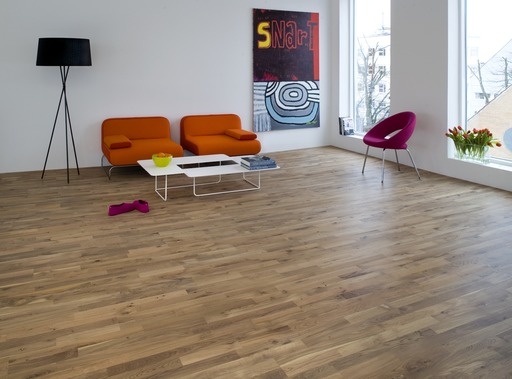 Junckers Solid Nordic Oak 2-Strip Flooring, Ultra Matt Lacquered, Variation, 129x14mm Image