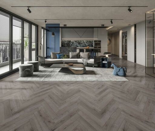Tradition BML Midnight Grey Oak Laminate Flooring, Herringbone, 101x12x606mm