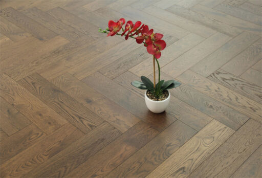 Tradition Select Engineered Oak Herringbone Flooring, Coffee, Brushed UV OIled, 125x14x600mm