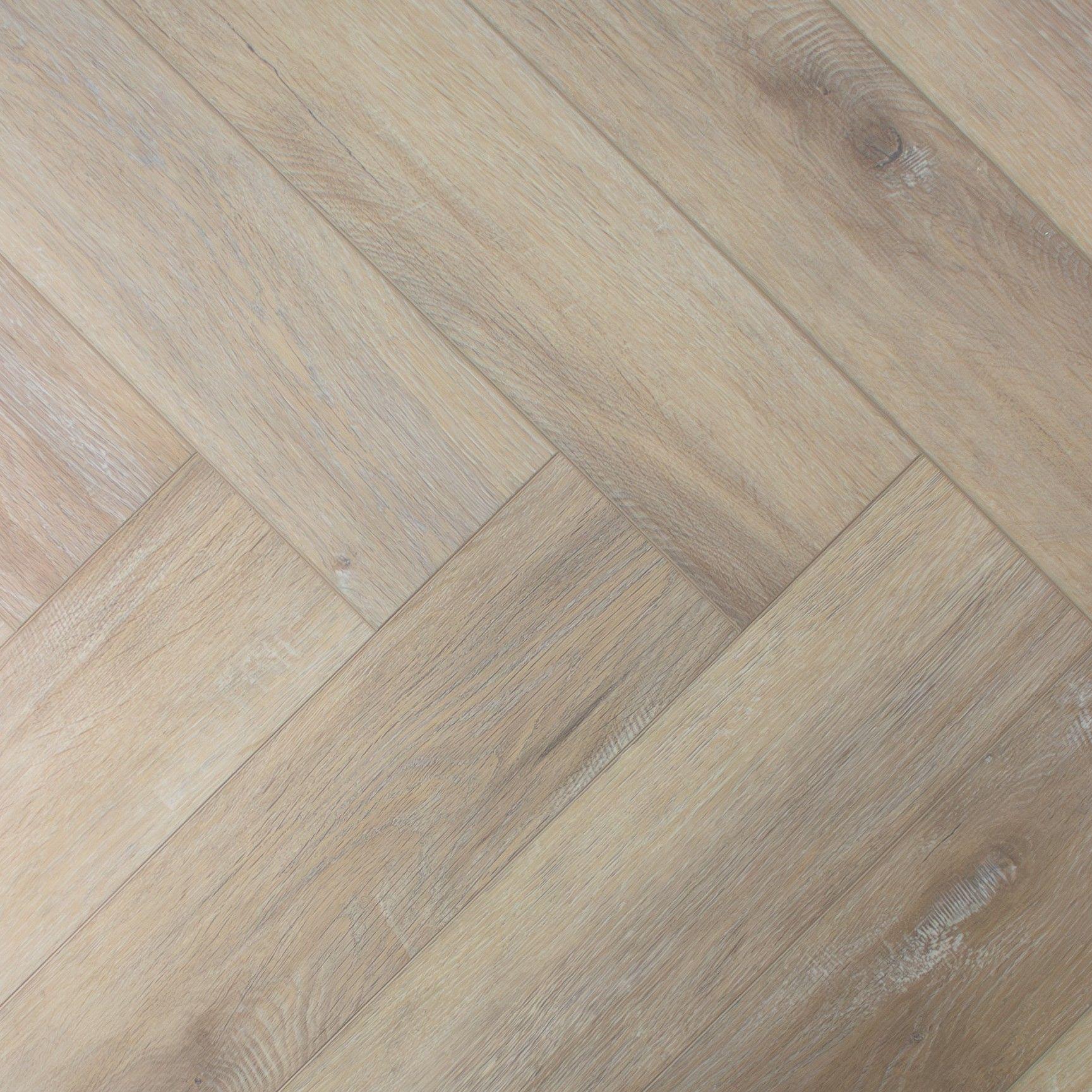 Evergreen Aqua Deluxe Rustic Almond SPC Vinyl Flooring, Herringbone, 122x5x610mm Image
