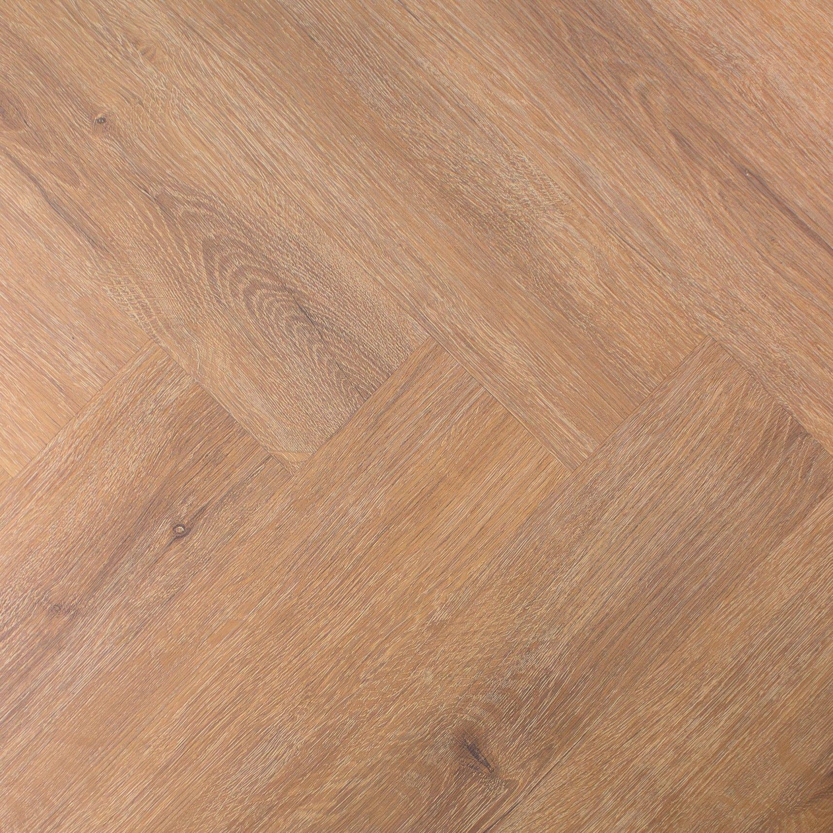 Evergreen Aqua Caramel SPC Vinyl Flooring, Herringbone, 122x5x610mm Image