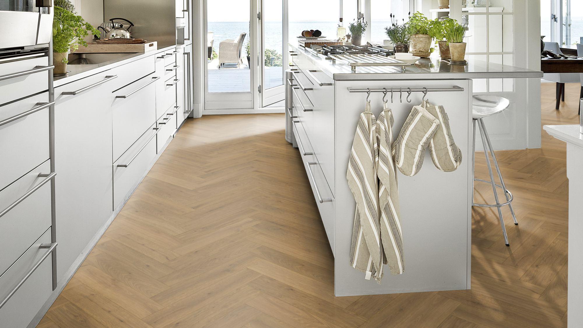 Kahrs Large Herringbone Oak Herringbone Cd Smoked Grey Engineered Flooring, Brushed & Oiled, 120x11x600mm Image
