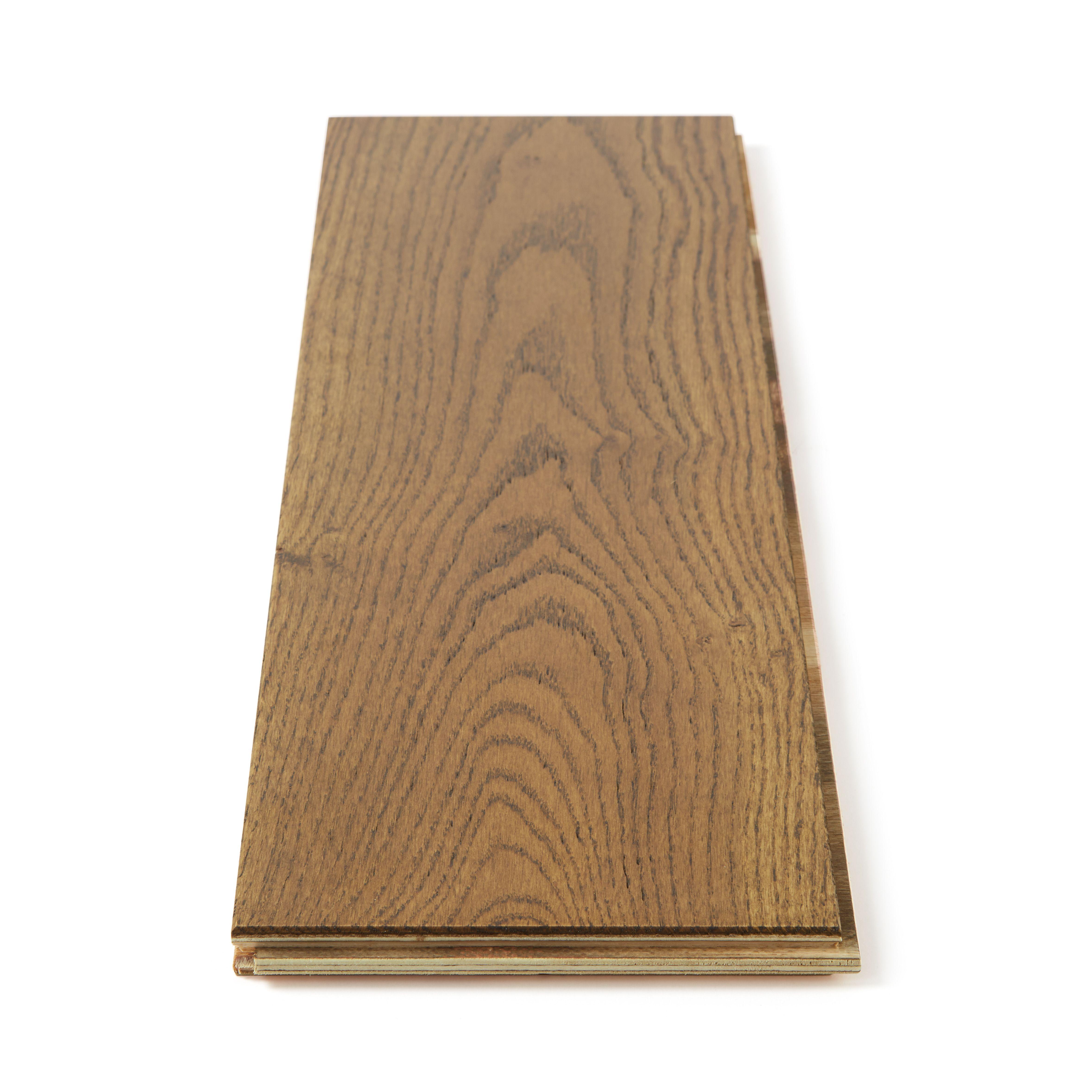 Evergreen Camden Mocha Oak Engineered Flooring, Brushed & UV Lacquered, 150x14xRLmm Image