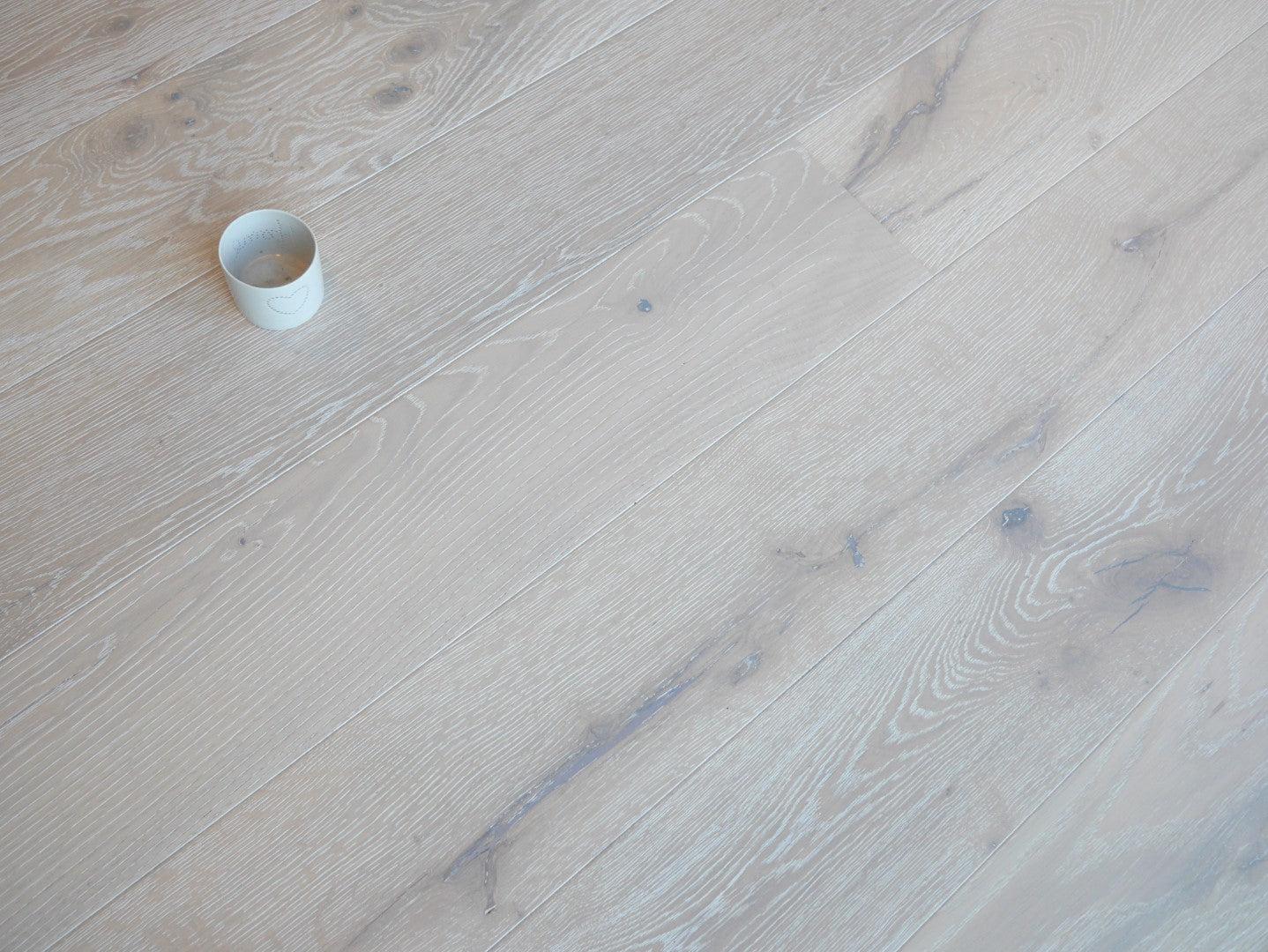 Tradition Engineered Oak Flooring, Cotton White, White Washed, Brushed, Matt Lacquered, 150x14x1900mm Image