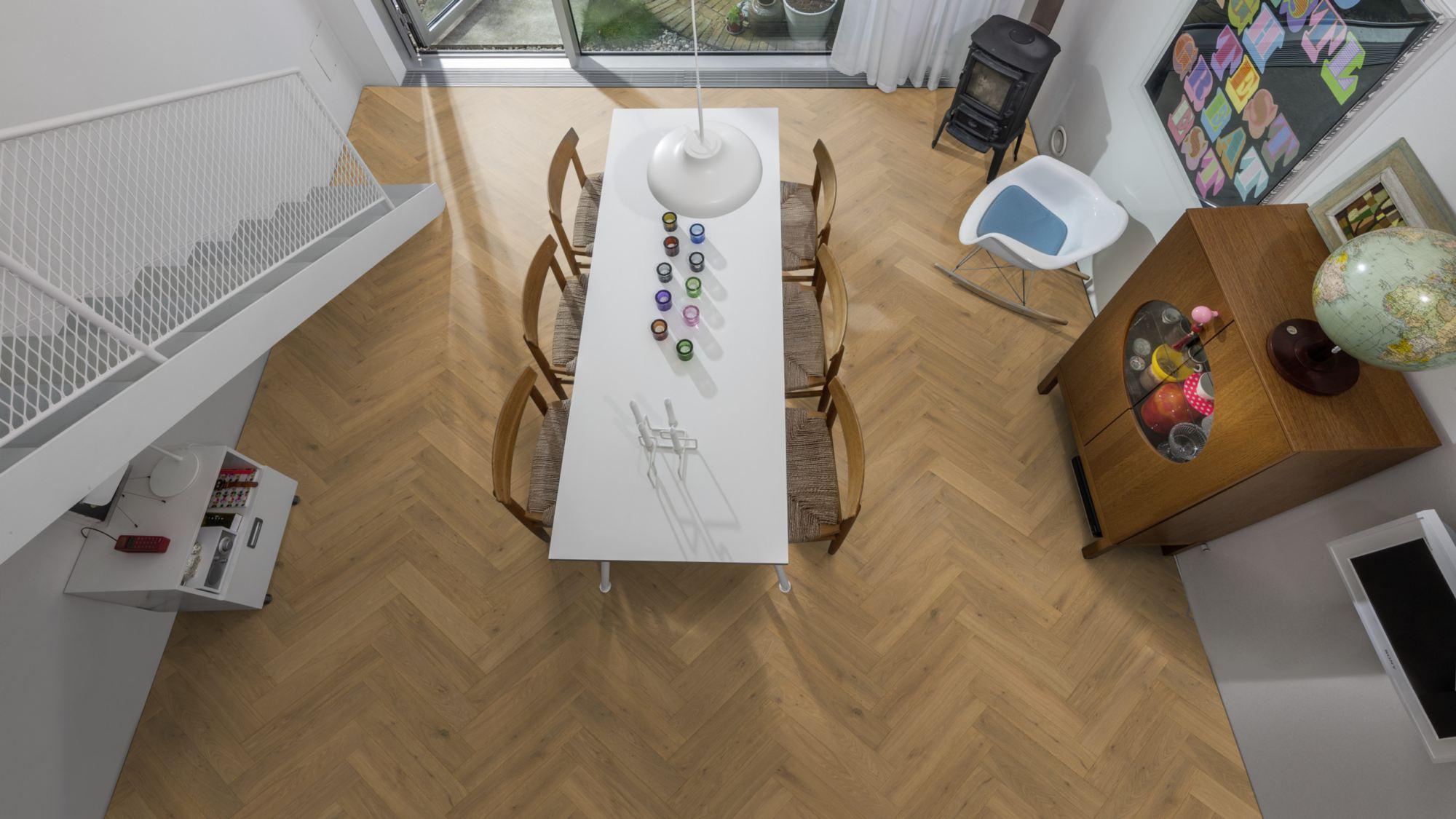 Kahrs Large Herringbone Oak Herringbone Cd Smoked Grey Engineered Flooring, Brushed & Oiled, 120x11x600mm Image