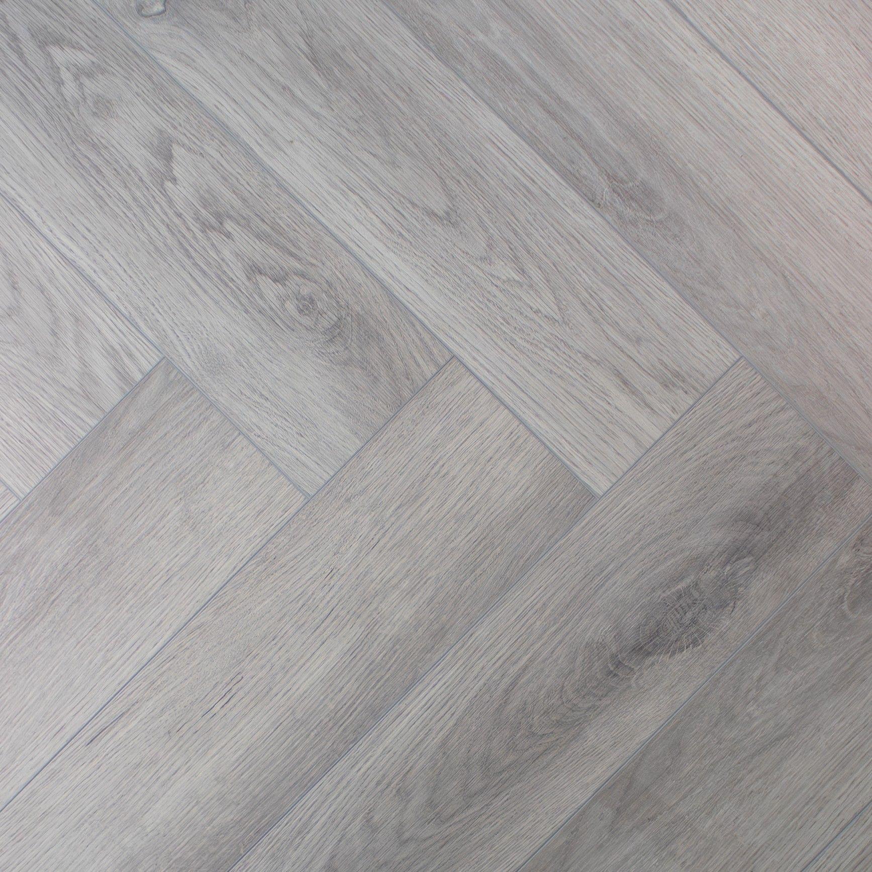 Evergreen Aqua Deluxe Slatewood Grey SPC Vinyl Flooring, Herringbone, 122x5x610mm Image