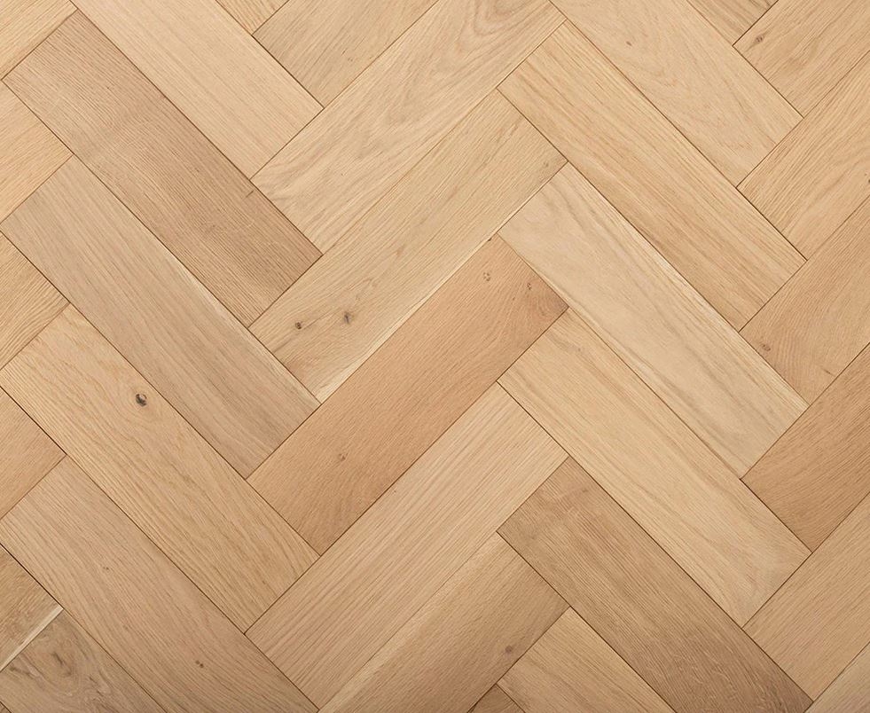 Amberstem Herringbone Engineered Light Oak Flooring, Brushed, Invisible, UV Oiled, 90x14x300mm Image