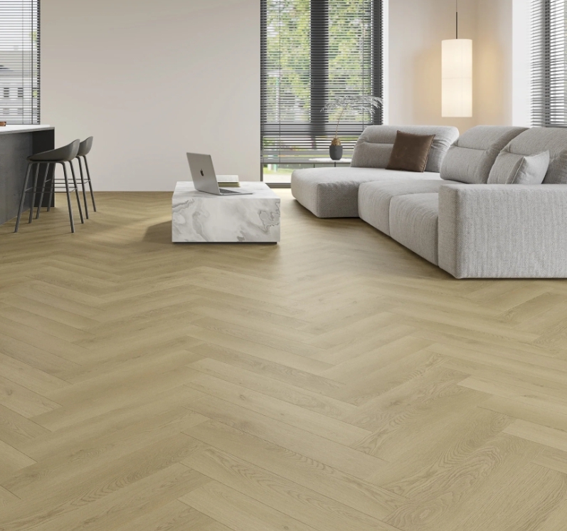 Tradition BML Ivory Beige Herringbone SPC Vinyl Flooring, 126x6.5x630mm Image